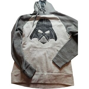 Star Wars Darth Vader Graphic Hoodie Mens Medium Grey Raglan Sleeve Pullover